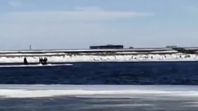 Видео: в Петербурге со льда Финского залива спасли рыбаков
