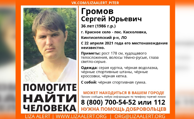 В Кингисеппском районе ищут пропавшего Сергея Громова