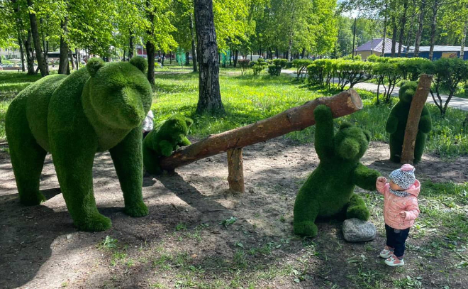 Пушистые медведи появились в Парке культуры и отдыха в Кировске