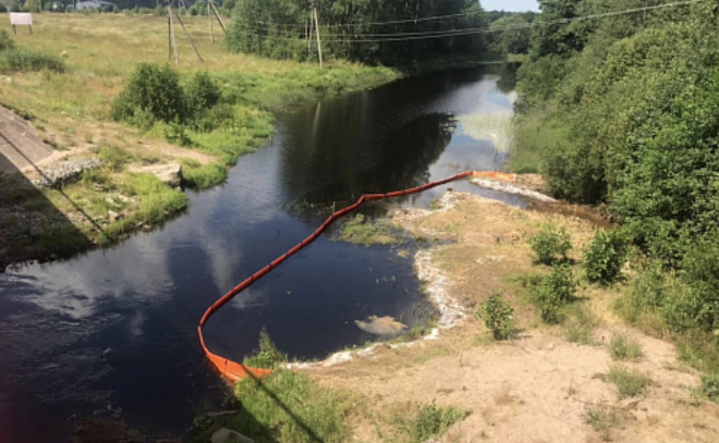 Росприроднадзор проверил реку в Выборгском районе, в которую из-за ДТП попало топливо
