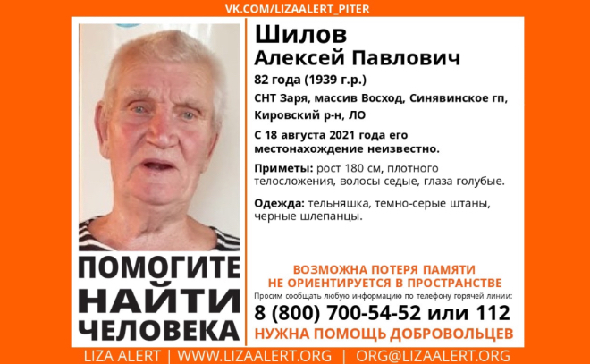 В Кировском районе ищут 82-летнего дачника