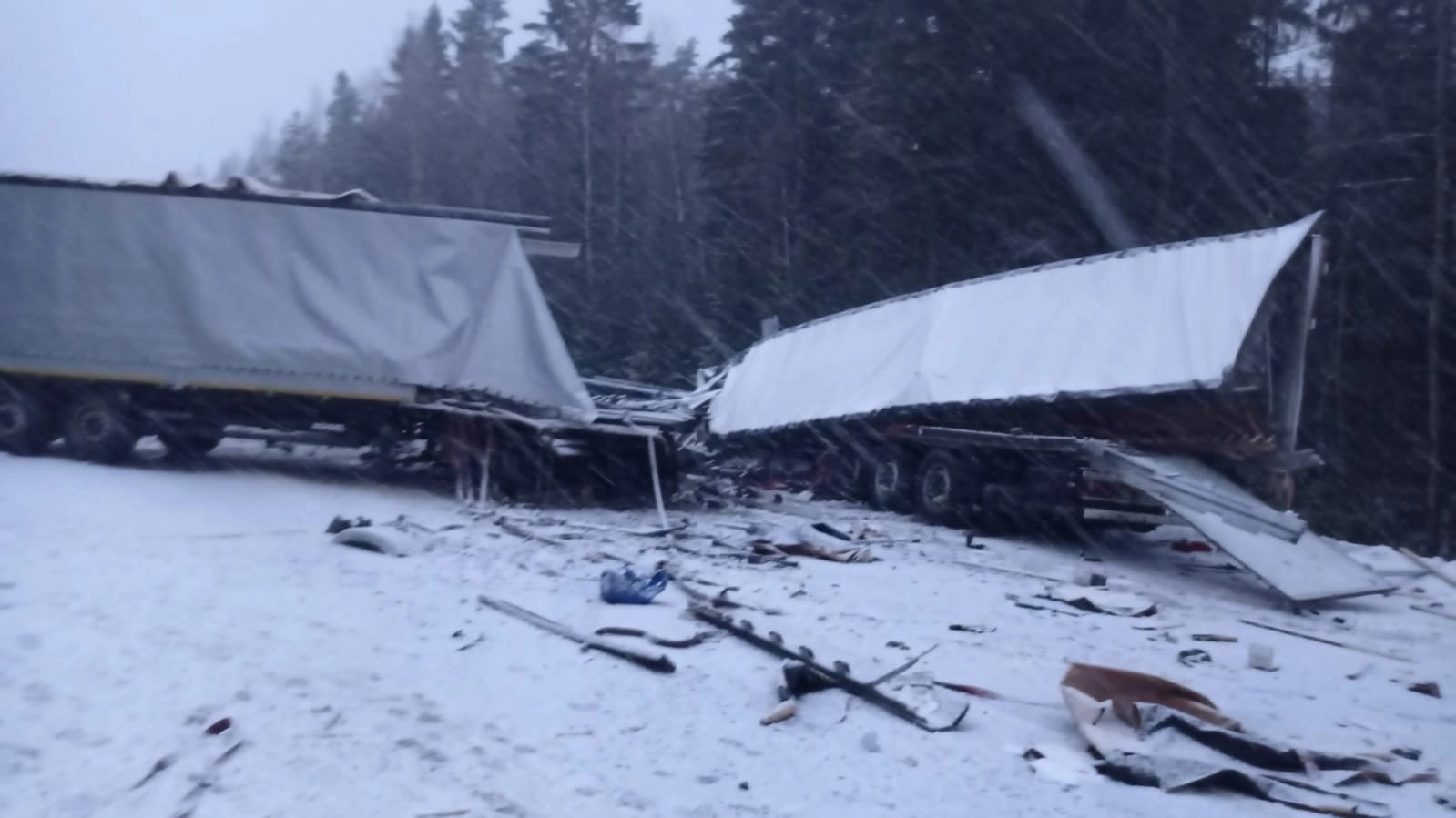 На трассе «Скандинавия» в результате лобового столкновения двух большегрузов погиб один из водителей